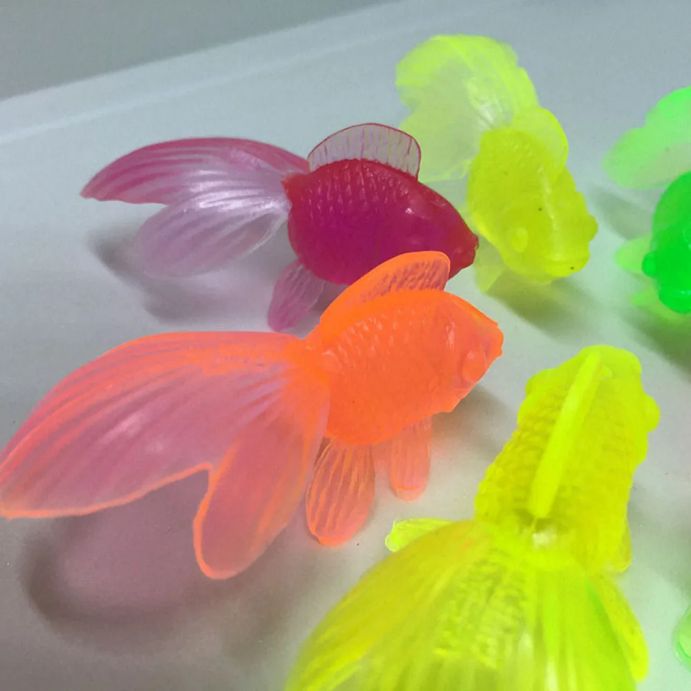 Soft Rubber Fish Tank Decoration Kids Toys Baby Bath Toys Simulation Goldfish 