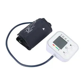 

LCD Display Digital bp Arm Blood Pressure Monitor Measure Meter Sphygmomanometer Cuff NonVoice White pulse oximeter tonometer