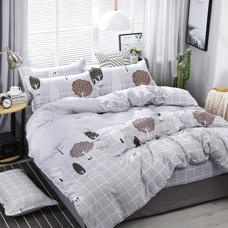 

4pcs/set Psychedelic Forest Cartoon Trees Printing Bedding Set Bed Linings Duvet Cover Bed Sheet Pillowcases Cover Set48