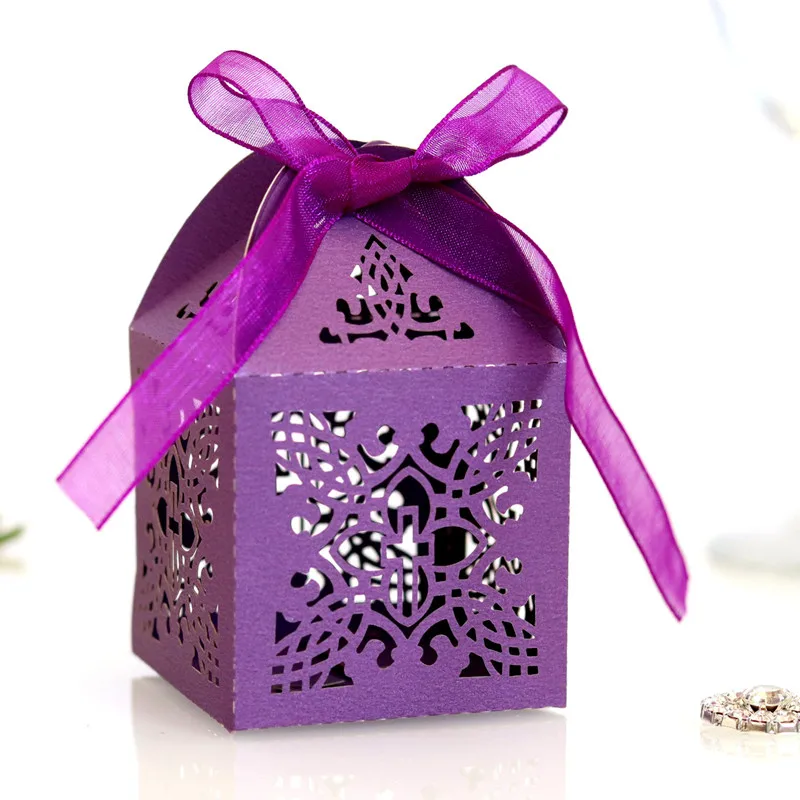 50PCS Crossing Candy Dragee Box Angel Gift Box Baby Shower Baptism Birthday First Communion Christening Chocolate Wrapping Paper