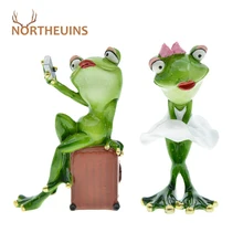 

NORTEHUINS Resin Kawaii Anthropomorphic Frog Figurines Beautiful Statue Creative Home Decor Study Desk Accessories Ornament Gift