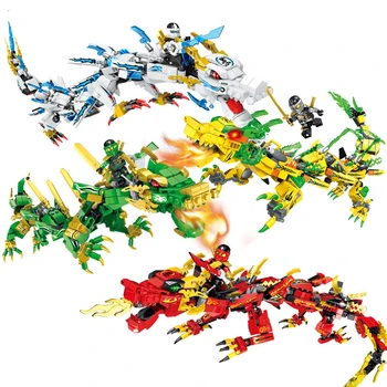 

Compatible Mini figures Ninja Golden Dragon Mech Creator Dragon 2 in 1 Set DIY figure Building Blocks Toys For Children