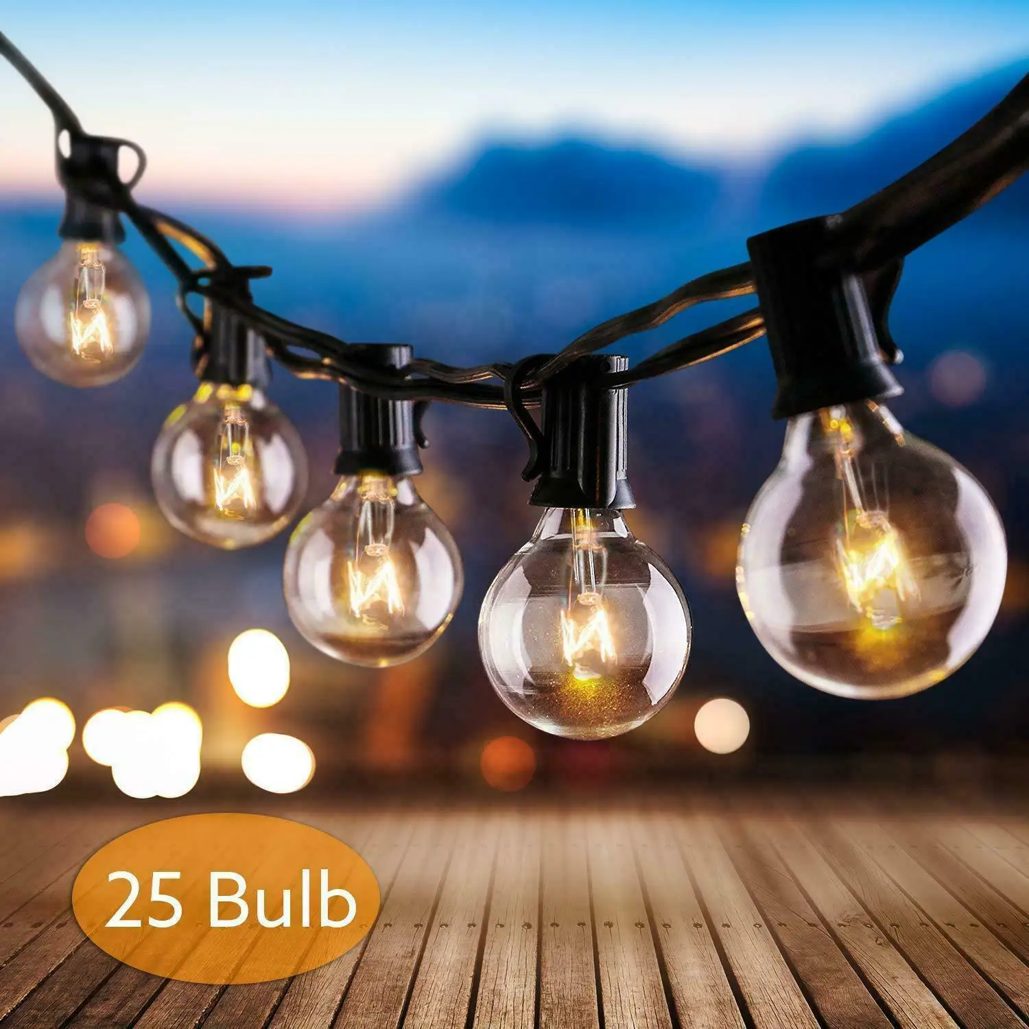 Outdoor Globe String Festoon Lights G40 Bulbs 25ft Warm White 25 Outdoor Globe String Festoon Lights G40