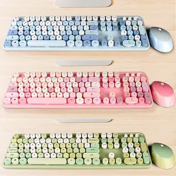 

2.4Ghz Wireless Keyboard and Mouse Set Portable Universa Laptop Round Keycap Keyboard and Mice