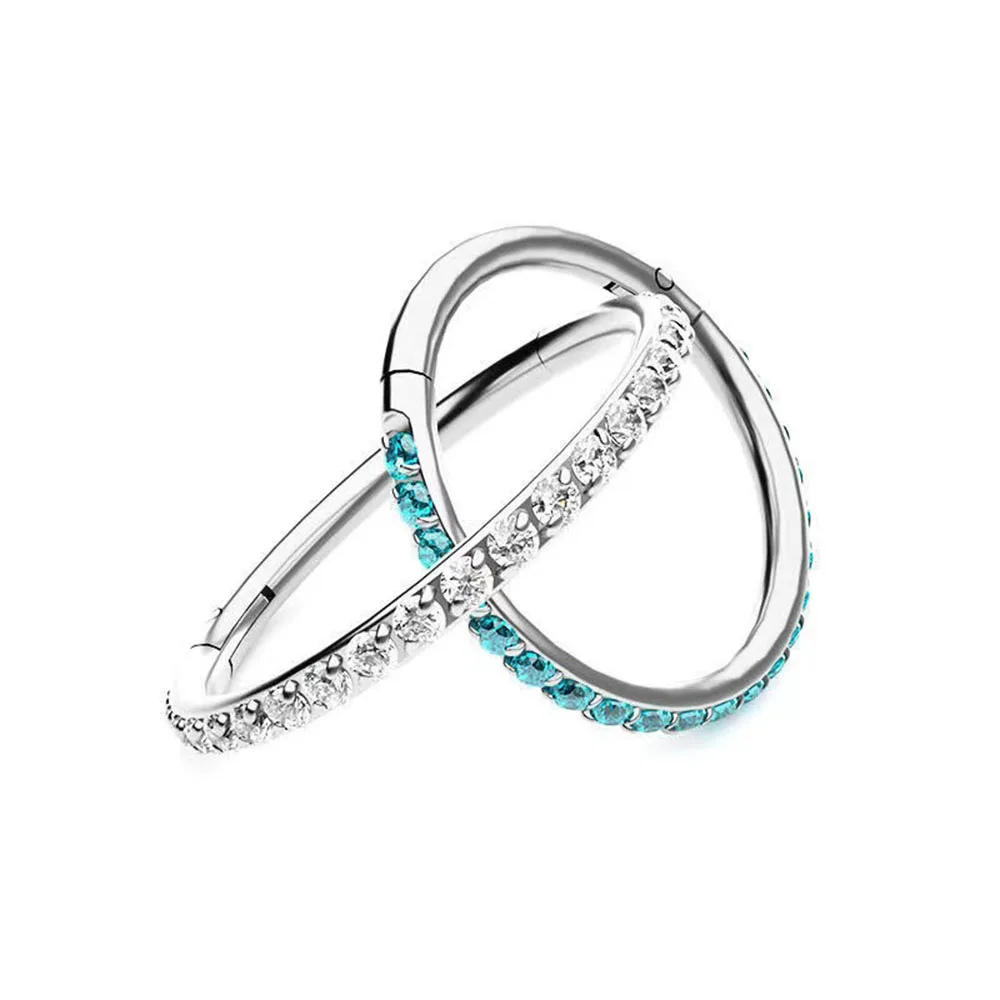 Body Piercing Jewelry G23 Titanium 18/16G 6-12 CZ Septum Clicker Hoop Ring Nose Labret Ear Tragus Cartilage Daith Helix Earring
