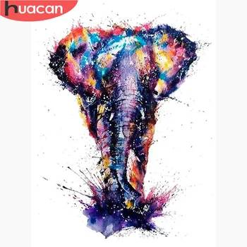 

HUACAN Diamond Mosaic Elephant 5D DIY Embroidery Diamond Painting Animals Full Square Drill Picture Of Rhinestone Decor Home