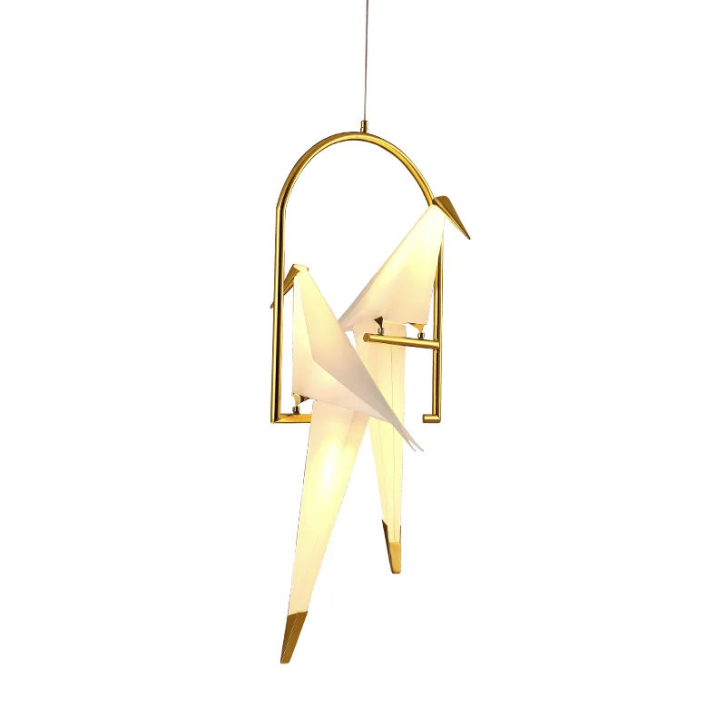 Современный и рисунком в виде птичек-оригами журавль акриловая кормушка подвесной светильник Nordic Стиль Креативный дизайн личность подвесной светильник для гостиничного Холла салон Спальня