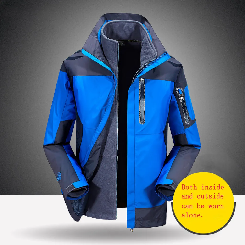 Зимняя теплая ветровка три в одном водонепроницаемая куртка съемная бархатная флисовая куртка походная куртка для туризма и спорта на открытом воздухе пальто куртка