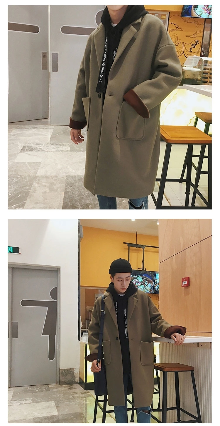Осенью и зимой китайский Стиль Корейская версия пары тенденции моды Цвет одинаковая Для мужчин, длинное пальто