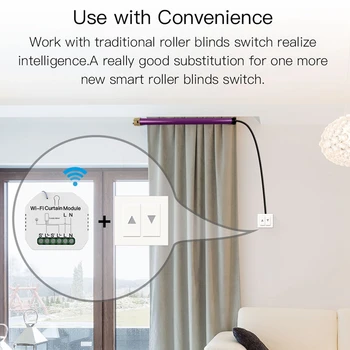 

WiFi Mini Smart Curtain Switch Module Roller Blinds Shutter Motor Smart Life Tuya APP Control Work with Alexa Google