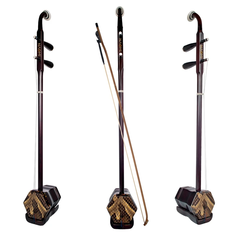 

NAOMI Wooden Erhu Chinese 2-Stringed Fiddle Violin Guqin Hexagonal Shape Sting Instrument with Bow Bridge Carry Case