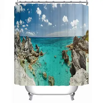 

Panorama of okjeff Bermuda Coast Fabric Shower Curtain,102630,71''L x 71''W