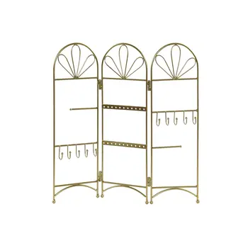

soporte organizador de joyas joyero metal biombo dorado 35,5x36 cm