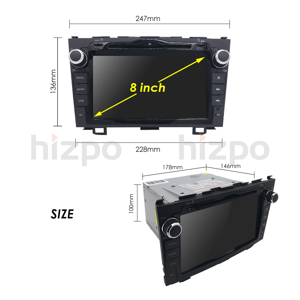 Perfect Android 9.0 HD 1024*600 Car DVD Player Radio For Honda CRV 2007-2011 4G WIFI GPS Navigation Head Unit 2 din 2GRAM SWC DVB-T DAB+ 4