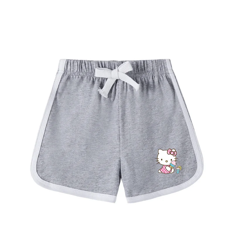 thumbnail image 1 of Hello Kitty-Camiseta de manga corta para niña, pantalones cortos deportivos informales, traje superior transpirable de algodón de dos piezas, novedad de verano, dibujos animados, 1 of 5