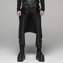 Панк рейв Мужская Панк Мужская половина юбка темно трещины металла ногтей съемный карман личности длинные юбки