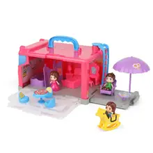 20pcs/Set Cute DIY Assembly Handheld Storage Box Kid Girls Pretend Play Toy Children Simulation Tour Bus Storage Room toys Gift