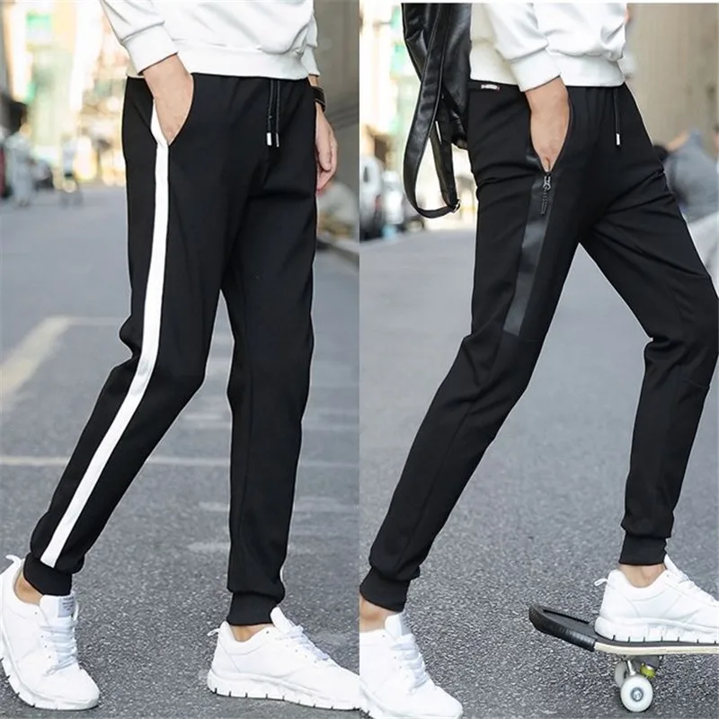 Men Track Pants NEW Fashion Hip Hop Fitness Streetwear Male Trousers Striped Drawstring Joggers Sweatpants Pantalon Homme