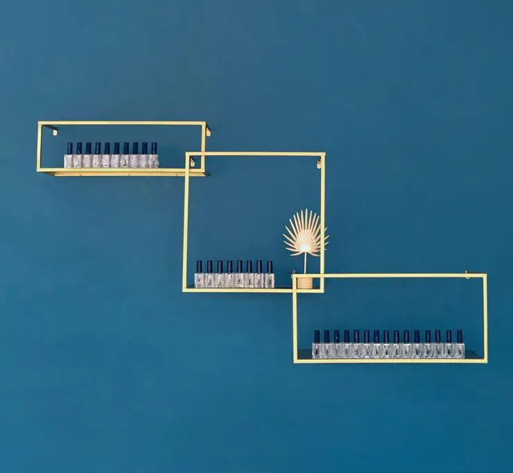 Магазин для ногтей, железная художественная ноготь, лак для ногтей, полка, подставка для лака для ногтей, витрина, настенный, Золотая полка