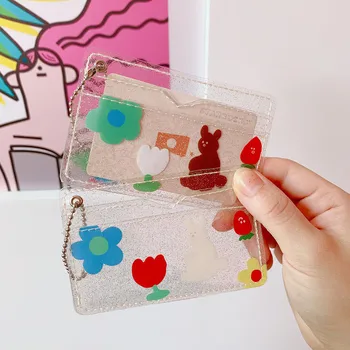 

New Cute Bear Rabbit Transparent Waterproof PVC Women Card Case Business Card Holder Girls Credit Card Bag ID Card Mini Wallet
