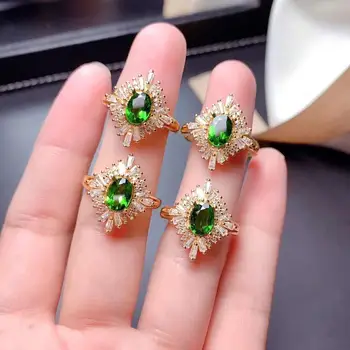 

Free shipping Natural And Real Diopside ring 925 sterling silver Fine jewelry For men or women
