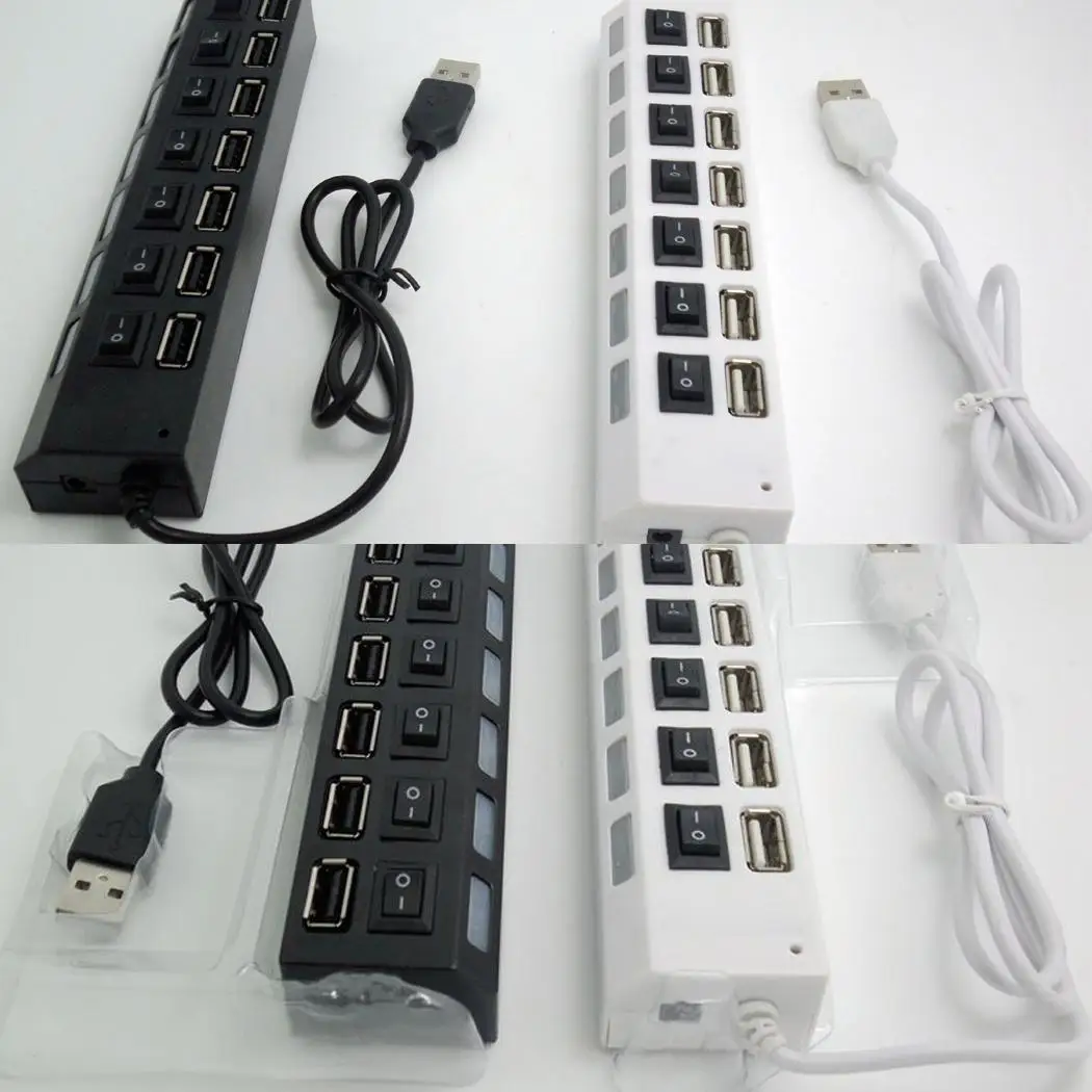 7 usb портов USB 2,0 концентратор 1,5 Мбит/с/12 Мбит/с/480 Мбит/с 500 мА независимый переключатель дома, офис черный