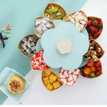 Креативный двухслойный Лепесток коробка для конфет орехи Чехол Коробка для хранения еды для перекуса контейнер для гостиной вращающаяся Фруктовая тарелка Настольный Органайзер