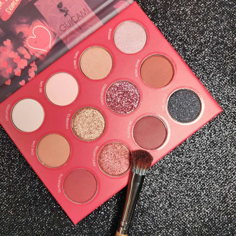 GUICAMI Valentine Eyeshadow Palette Glitter Eyeshadow Palette Long lasting Shiny Matte Glitter Eye Pigment Eye Shadow Cosmetics