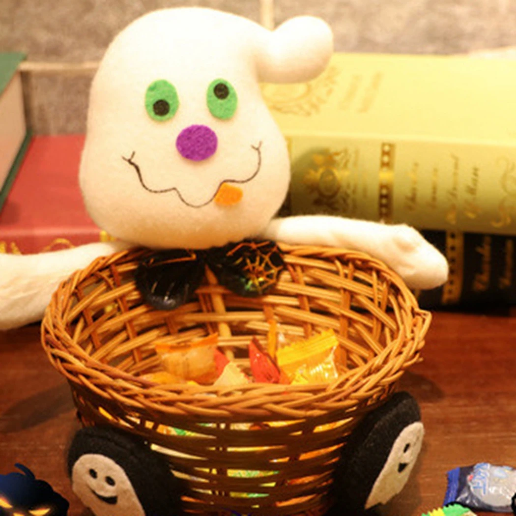 

Украшение на Хэллоуин, чаша для конфет, корзина для конфет, смешная мультяшная плетеная корзина для конфет, украшение для стола, товары Вечерние