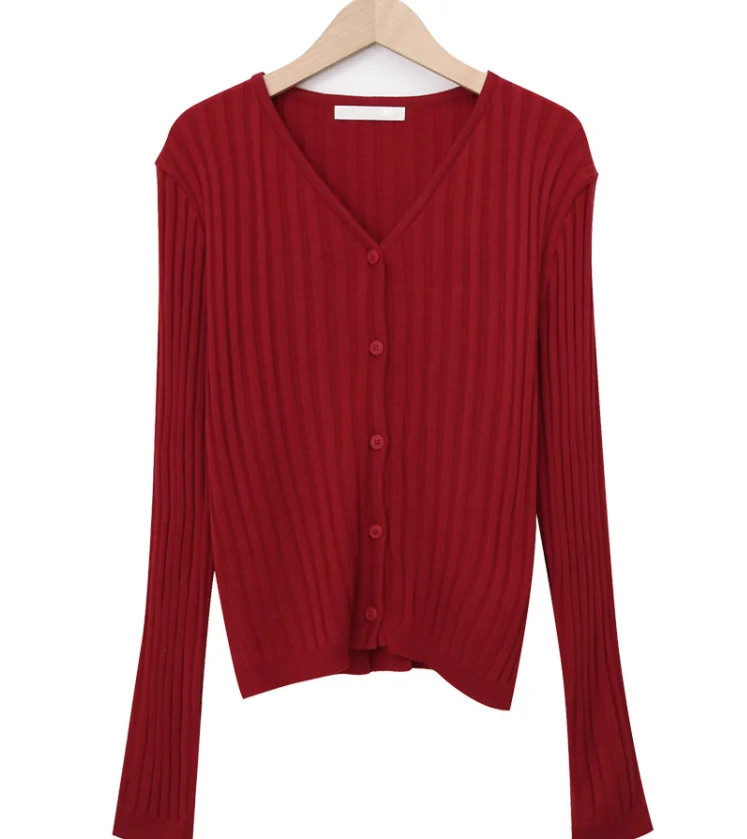 Womens Knitted Cardigan Slim Pure Single Breasted Full Sleeve Korean Style Streetwear Casual Knittwear Elegant Knitting Vestidos