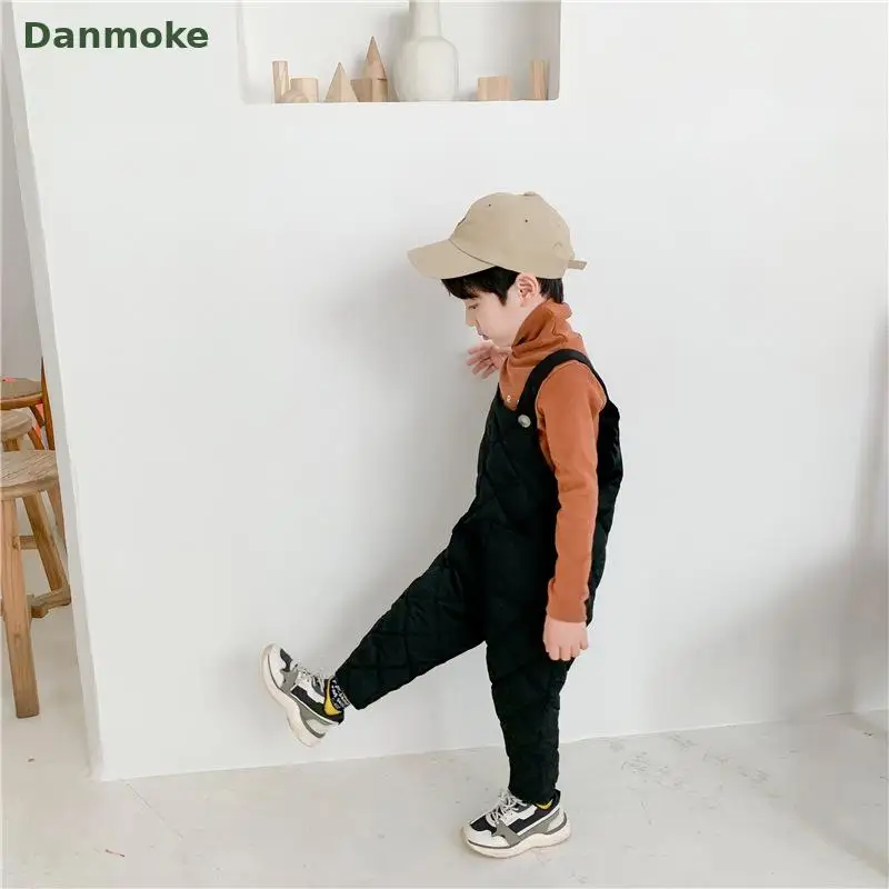 Danmoke/детские штаны для девочек, Леггинсы теплые хлопковые зимние штаны для малышей штаны для мальчиков детские потертые брюки комбинезоны для малышей