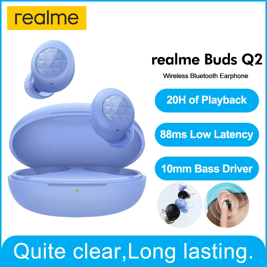 realme Buds Q2 TWS Wireless Headphones Bluetooth 5.0 Earphones Touch Control 20 Hours of Total