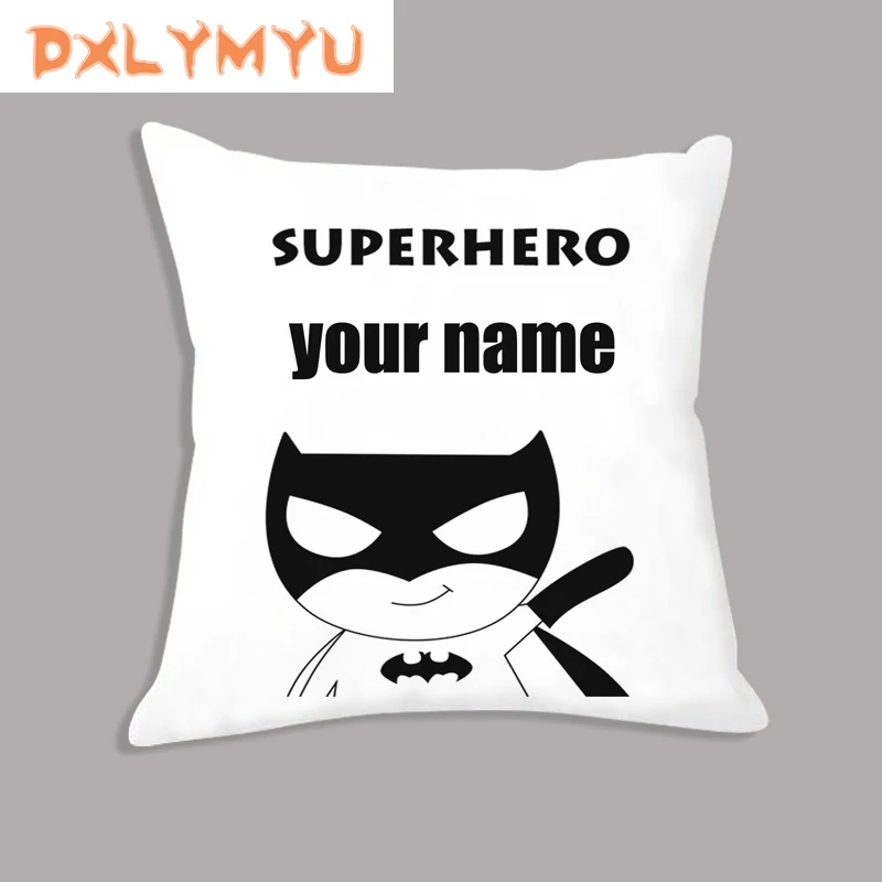 

Superhero Soft Cushion Cover for Sofa Simple Cartoon Pillow Case The Children Name Combination Diy Custom Pillow Covers For Kids