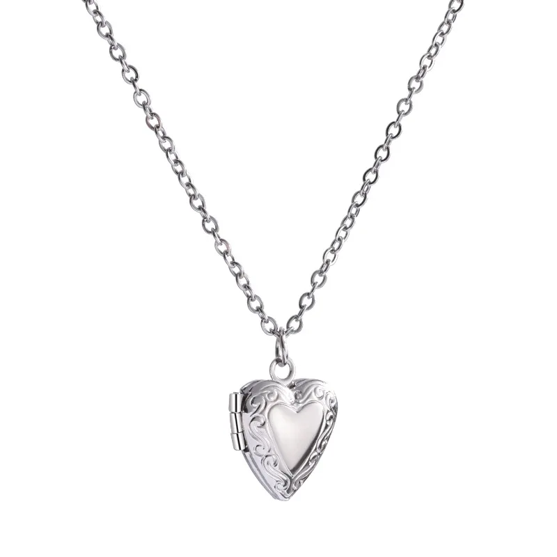 Chains Tiny Heart Po Frame Pendant Necklace Love Charms Floating Locket