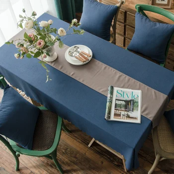 

pure color America style Dining Tablecloth Waterproof Oilproof Table Cloth Thick Rectangular gunny Tea Table Cover elegant