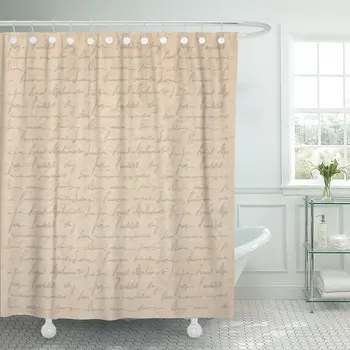 

Beige Parchment Vintage Old with Handwriting Letter Poems Victorian Style Page Brown Drawn Ancient Shower Curtain Waterproof