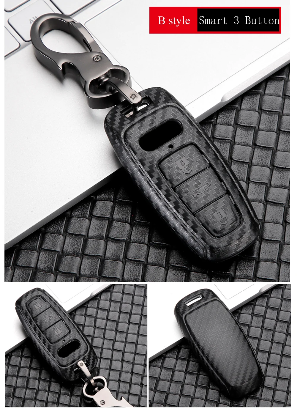 Keyforkess Car styling per Audi A6 RS4 S5 A3 Q3 Q5 S3 A4 Q7 A5 TT 2018 Car Key Bag Cover ABS decorazione custodia protettiva - Hf6a8cd31e2654a06a7eff7975df9c7ffO