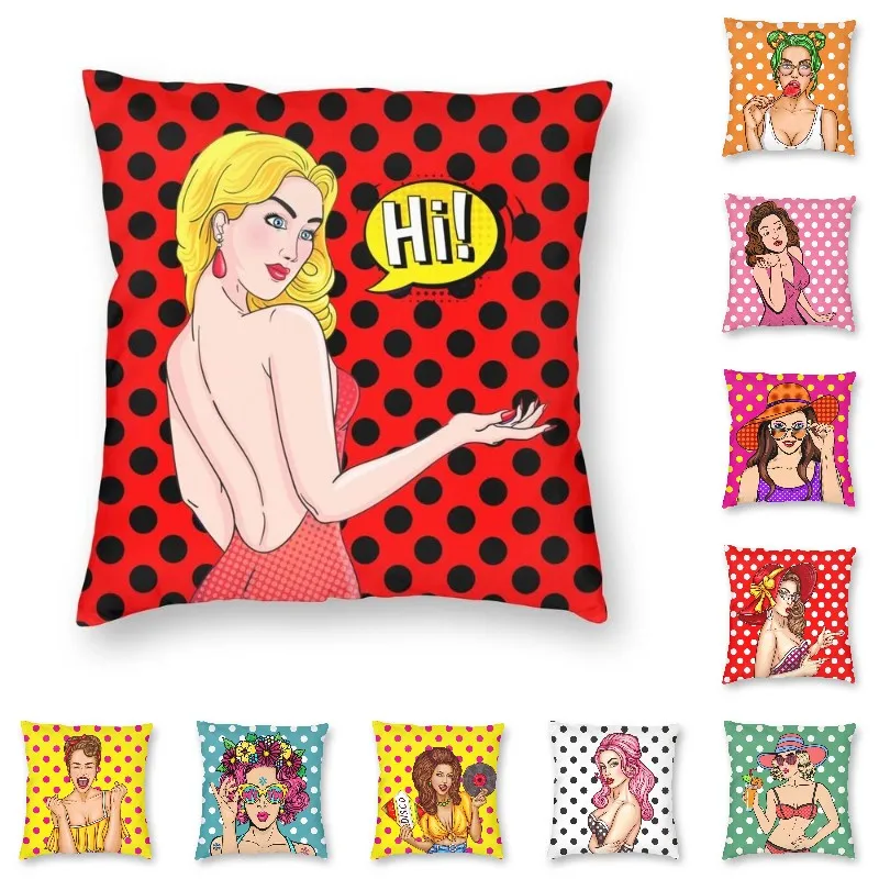 

Cool Pop Art Sexy Nude Lady Girl Square Throw Pillow Case Home Decorative Fashion Cartoon Women 3D Print Cushion Cover for Sofa