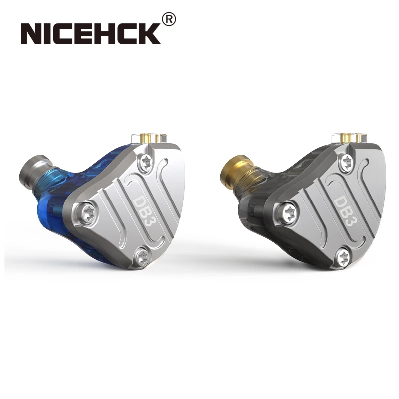 NiceHCK DB3 인이어 이어폰, 1BA + 2DD 하이브리드 3 드라이버, DJ 모니터 러닝 스포츠 이어폰, 하이파이 헤드셋, 금속 이어버드 IEM