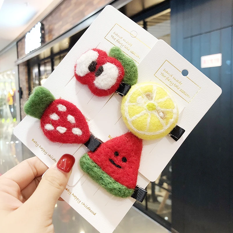 

New Girls Fresh Fruit Hairpins Apple Lemon Watermelon Strawberry Hair Clips Baby Cute Headbands Barrettes Kids Hair Accessories