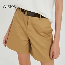 Wixra Женские повседневные шорты кэжуал высокая посадка с ремнём база базовая тренды повседневная Зима осень весна лето