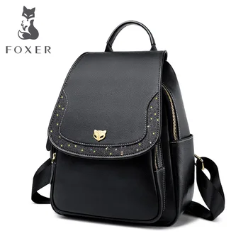 

FOXER Ladies Backpack Multifunction Genuine Leather Backpacks Women Travel Bag Anti-theft Compartment Large Capacity School Bag