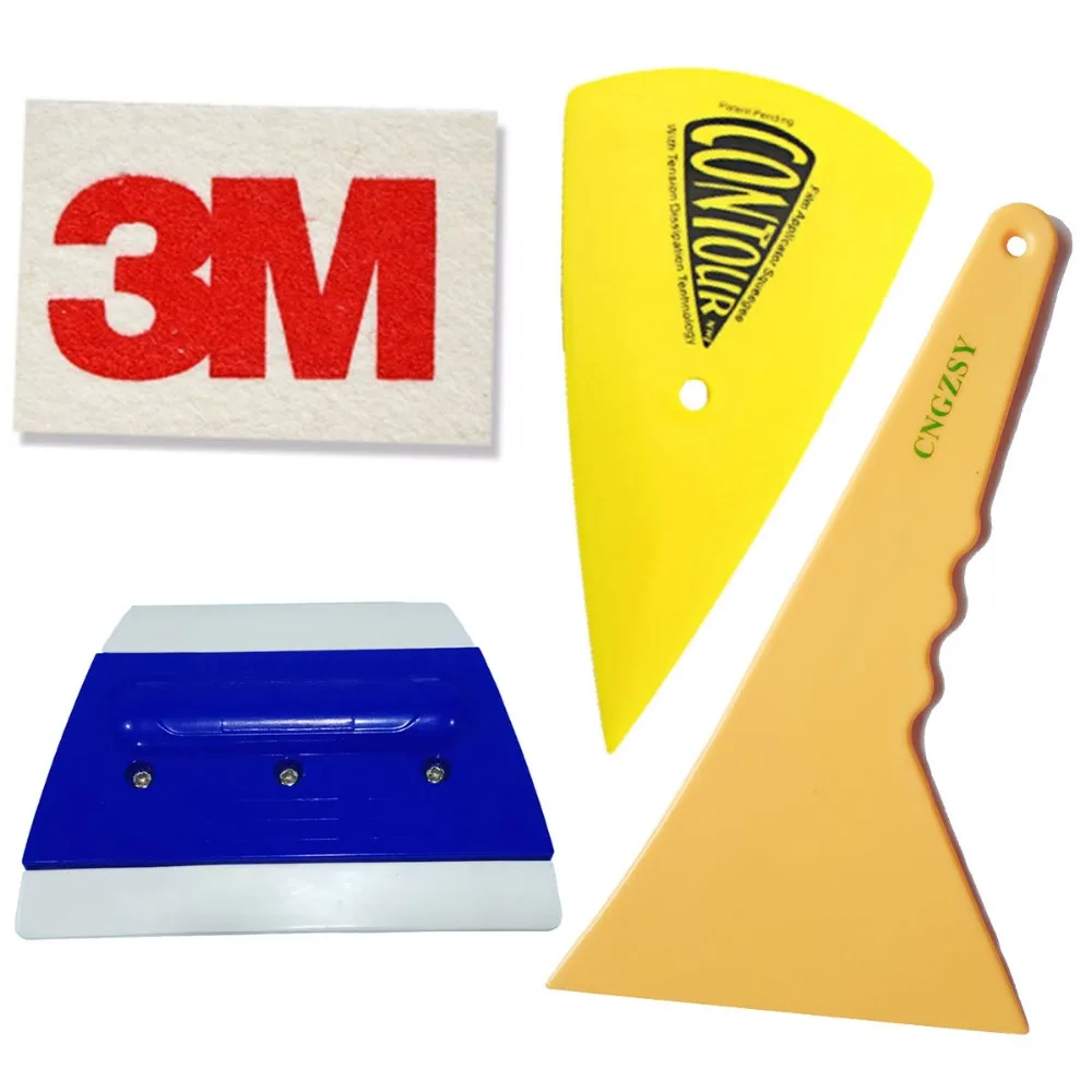 

CNGZSY Vinyl Wrap Film Tool Kit 3M Wool Squeegee Trapezoid Double Edged Scraper Triangle Hand Tools Car Cleaning Brush K44