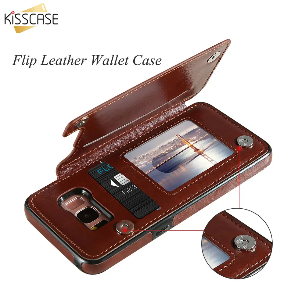 

KISSCASE Card Slot Leather Case For Samsung Galaxy Note 10 Pro 10 9 8 Retro Case For Samsung S10 Plus S10e S10 S9 S8 Plus S8 S7