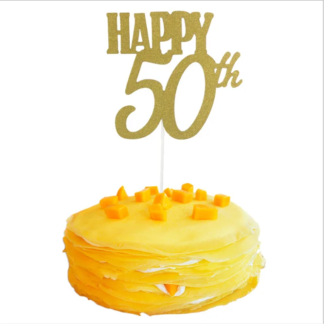Золотой блестящий Топпер для торта от 1 до 60 лет с надписью «Happy Birthday», украшения для торта для любви, семейные вечерние украшения для выпечки - Цвет: 11