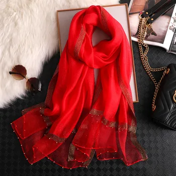 

Women Scarf Pashmina Cape Luxury Fashion Warm Solid Linen And Cotton Fashion Female Red