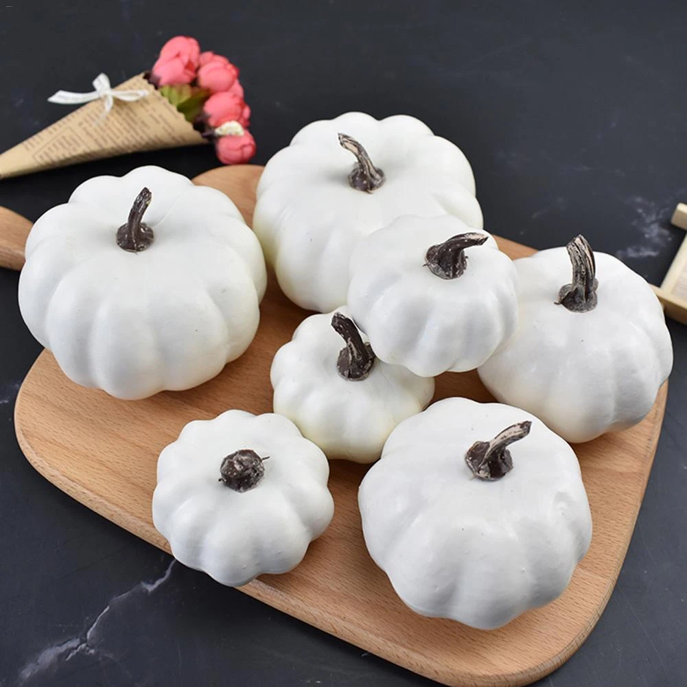 12pcs Artificial White Pumpkin Decor Fake Decorative Small Pumpkins For Harvest Halloween Fall Thanksgiving Wedding Decoration Artificial Foods Vegetables Aliexpress