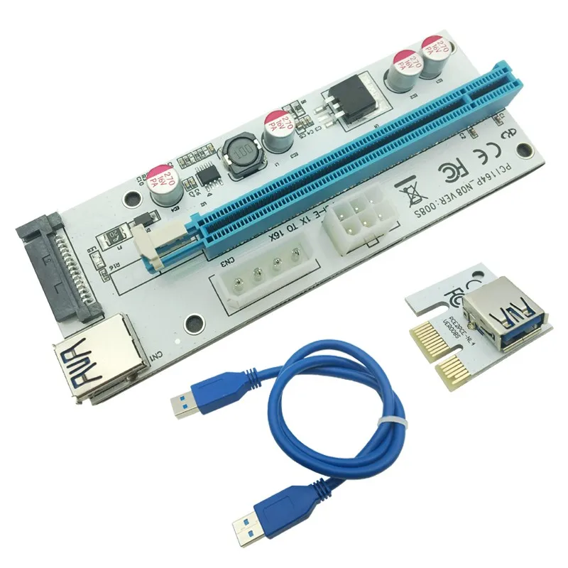 Новая белая переходная карта pci-e 008 Express 1X 4x 8x 16x удлинитель PCI E USB Riser 008S адаптер SATA