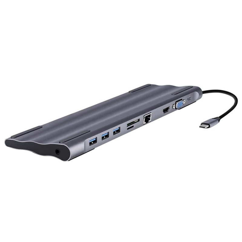 10 в 1 Usb type C хаб-конвертер с портом Hdmi Vga Rj45 Usb3.0 Sd/Tf кардридер для Macbook Pro samsung huawei ноутбук