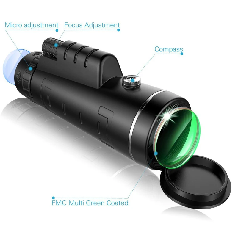 10x42 poderoso telescópio monocular com tripé e